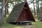 A-frame house or building, triangle shape house.