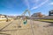 A-frame kids swings in an urban playground