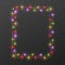 Frame with light garland. Christmas square border with color glowing light bulbs isolated on transparent background