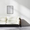 Frame mock up in scandinavian minimalistic style living room interior with white and black sofa, contemporary living room