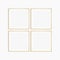 Frame mockup 1:1 square. Set of four thin oak wood frames. Clean, modern, minimalist, bright gallery wall mockup, set of 4 square