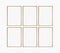 Frame mockup 5x7, 50x70, A4, A3, A2, A1. Set of six thin cherry wood frames. Gallery wall mockup, set of 6 frames.
