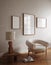 Frame mockup in contemporary minimalist beige room interior