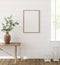 Frame mockup in farmhouse living room interior