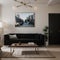 Frame mockup in home interior, luxury modern dark living room ,