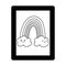 Frame picture rainbow clouds decoration isolated icon line style