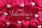 Frame of pink and white volumetric hearts on pink background with text Happy Valentine\\\'s Day. 3d rendered illustration