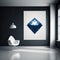 Frame poster mockup in home interior, huge, diamond-shaped sapphire, with a mesmerizing pattern. AI Generaion