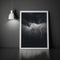 Frame poster mockup in home interior, raging thunderstorm in a dramatic sky AI Generaion