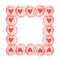 Frame of red hearts doodles. Valentine`s day design