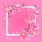 Frame with sakura or cherry blossom. Floral japanese ornament of blooming flowers