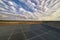 A frame from a science-fiction movie - a huge metal platform in the desert