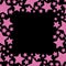Frame of shiny pink metal stars isolated on black background