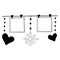 Frame, snowflake and hearts hang on clothespins on a thread set for design banner, sticker, decor, scrapbook. sketch hand drawn