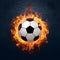 Frame Soccer ball engulfed in vibrant flames, symbolizing intensity