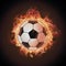 Frame Soccer ball engulfed in vibrant flames, symbolizing intensity