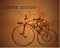 Frame steampunk background with bike and medieval castle