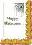 Frame template with Halloween pumpkin and spider. Hand draw watercolor sketches. For label, card, design