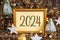 Frame With Text 2024, Gold, Glittering Winter Decor