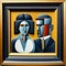 Framed Cubist Portrait of a Couple