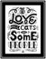 Framed poster with the words I love all cats and some people.Hand lettering.Black-white vector illustration. For printing on