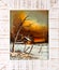 Framed Rural Sunset Winter Landscape Oil Painting