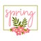 Framed Spring Botanical Composition with Flower Bouquet and Borderline Vector Illustration