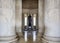 Framed view of statue of Thomas Jefferson in the Jefferson Memorial in Washington DC, USA