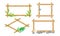 Frames of Corded Bamboo Sticks Decorated with Tropical Plant Vector Set