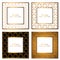 Frames with golden pattern set. Shells ornament set with white for your text. Gold pattern white black and gold background.
