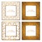 Frames with golden pattern set. Shells ornament set with white for your text. Gold pattern white and gold background.