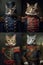 Frames Simulation of a classic oil painting of a cat in military clothing renaissance style