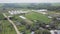 Frameworks of greenhouses, top view. Clip. Construction of greenhouses in the field. Agriculture, agrotechnics of closed