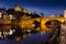 Framwellgate bridge over the river wear at twilight