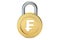 Franc padlock, 3D rendering