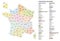 France 2 digit postcodes postal codes vector map