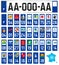 France, all French regional and departmental license plate labels