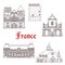 France architecture vector line icons in Brittany