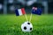 France - Australia, Group C, Saturday, 16. June, Football, World Cup, Russia 2018, National Flags on green grass, white football b