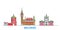 France, Belfries line cityscape, flat vector. Travel city landmark, oultine illustration, line world icons