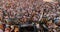 France, Cannes, 23 May 2017: A big beach party on the french coast at sunset, a fashionable dj performs and the crowd