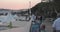 France, Cannes, 27 May 2017: Festive embankment of Cannes during the cinema Cannes Film festival at sunset, beach cafes