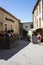 France, Carcassonne- AUGUST 28, 2014. View of a crowded street with the shops, cafe, souvenir shops in the castle of Carcassonne