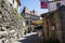 France, Carcassonne- AUGUST 28, 2014. View of a crowded street with the shops, cafe, souvenir shops in the castle of Carcassonne