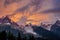 France, the Chamonix Valley, the sunset overlooking the glacier