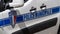 France: Close-up shot of the marking `Police Municipale` on the side of a patrol vehicle of a local police