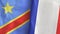 France and Congo Democratic Republic two flags textile cloth 3D rendering