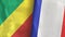 France and Congo two flags textile cloth 3D rendering