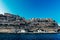 France. Corsica. Bonifacio. The village built on the limestone cliff view from the sea