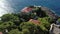 France, Cote Dazur, Beaulieu, 02 October 2019: Aerial view of French Riviera`s terraces of expensive country houses and estates,